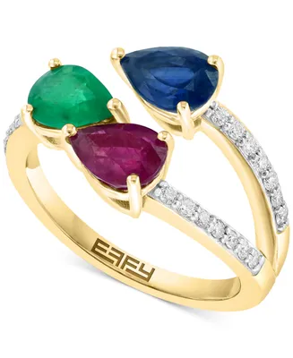 Effy Multi-Gemstone (2 ct. t.w.) & Diamond (1/5 ct. t.w.) Bypass Ring in 14k Gold