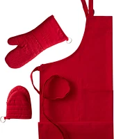 Teflon 3-Piece Apron Set - Teflon Treated 1 Apron, 1 Oven Mitt, 1 Mini Mitt