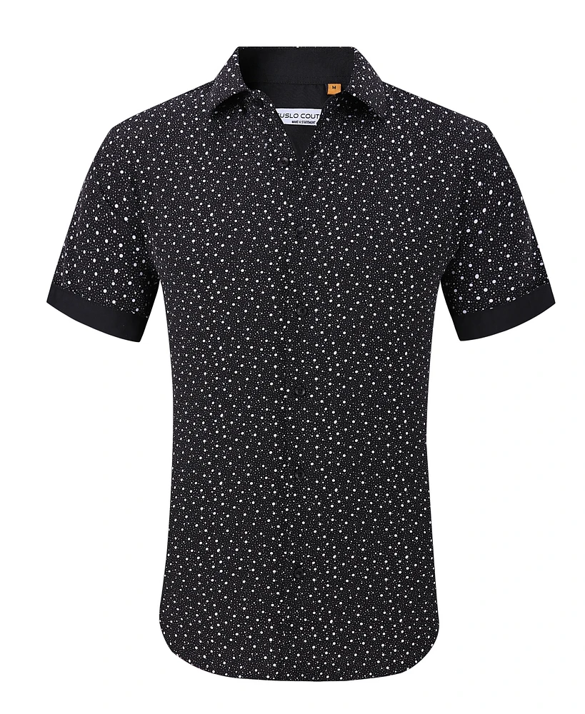 Suslo Couture Men's Slim-Fit Geo-Print Performance Shirt