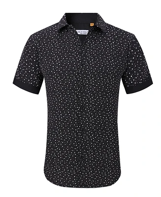 Suslo Couture Men's Slim-Fit Geo-Print Performance Shirt