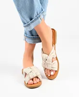 Journee Collection Women's Kianna Woven Flat Sandals