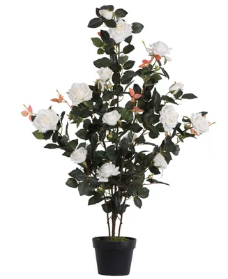 Vickerman 45" Artificial Red Rose Plant in Pot
