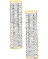 Diamond Round & Baguette Small Hoop Earrings (1/2 ct. t.w.) in Sterling Silver & 14k Gold-Plate - Sterling Silver  Gold