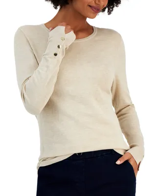 Jm Collection Button-Sleeve Sweater, Created for Macy's