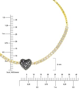 Black Spinel (1/3 ct. t.w.) & White Zircon (1-1/2 ct. t.w.) Heart Bolo Bracelet in 14k Gold-Plated Sterling Silver