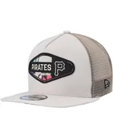 Men's New Era Natural Pittsburgh Pirates Retro Beachin' Patch A-Frame Trucker 9FIFTY Snapback Hat