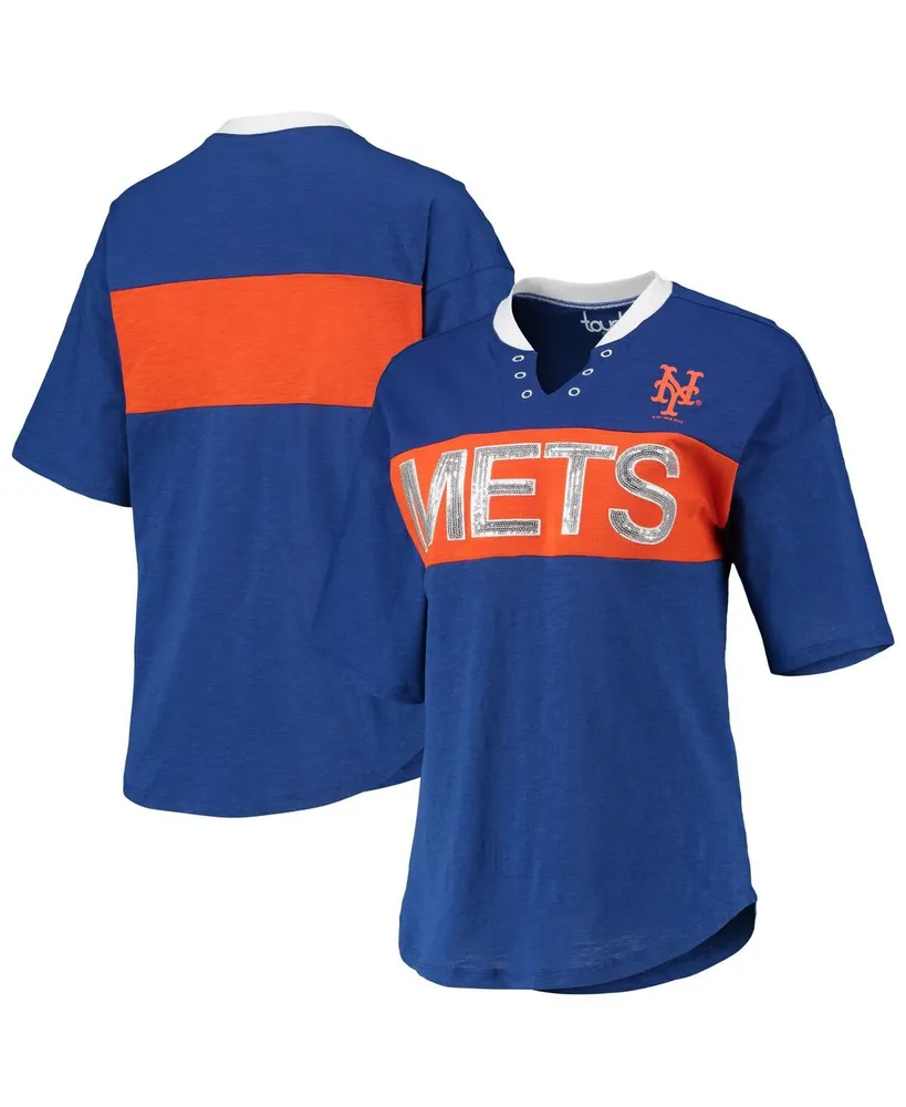 Women's Touch Royal, Orange New York Mets Lead Off Notch Neck T-shirt