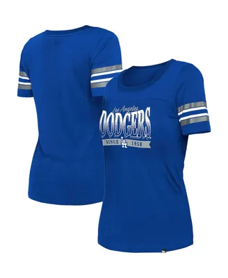 Women's New Era Royal Los Angeles Dodgers Team Stripe T-shirt
