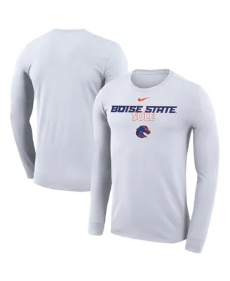 Men's Nike White Boise State Broncos 2023 On Court Bench Long Sleeve T-shirt