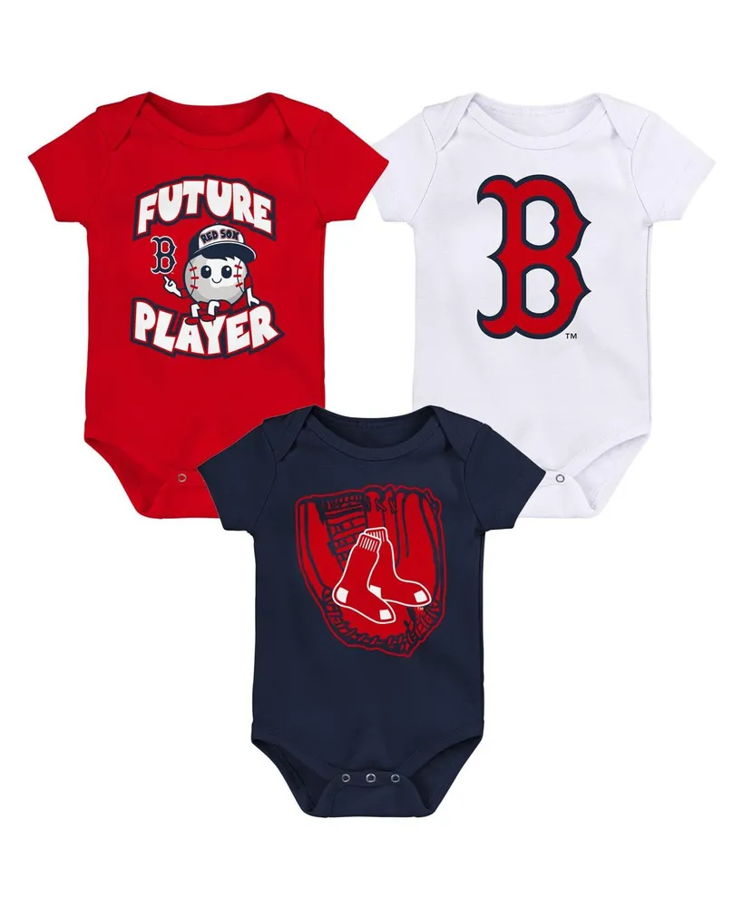 Infant Boys and Girls Red, Navy, White Boston Red Sox Minor League Player Three-Pack Bodysuit Set