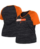 Women's New Era Black San Francisco Giants Plus Space Dye Raglan V-Neck T-shirt