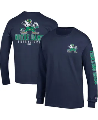 Men's Champion Navy Notre Dame Fighting Irish Team Stack 3-Hit Long Sleeve T-shirt