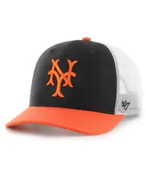 Men's '47 Brand Black, Orange Ny Giants Sidenote Trucker Snapback Hat