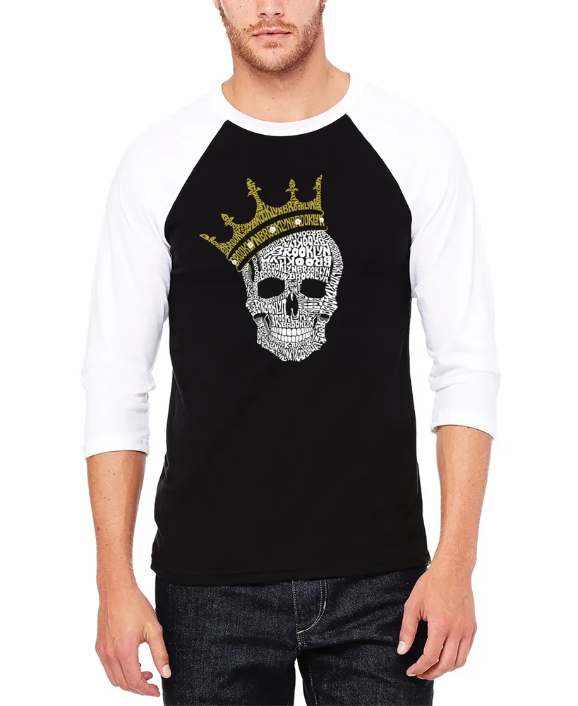 La Pop Art Men's Raglan Sleeves Brooklyn Crown Baseball Word T-shirt