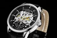 Stuhrling Men's Legacy Black Leather, Black Dial, 44mm Round Watch