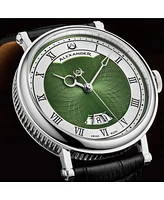 Alexander Men's Triumph Automatic Black Leather , Green Dial , 49mm Round Watch