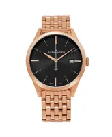 Alexander Men's Sophisticate Rose-Gold Stainless Steel , Black Dial , 40mm Round Watch - Rose