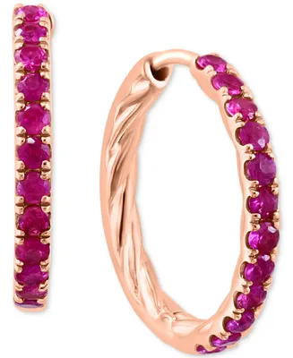 Effy Sapphire Small Hoop Earrings (7/8 ct. t.w.) Gold-Plated Sterling Silver, 0.5" (Also available Ruby)