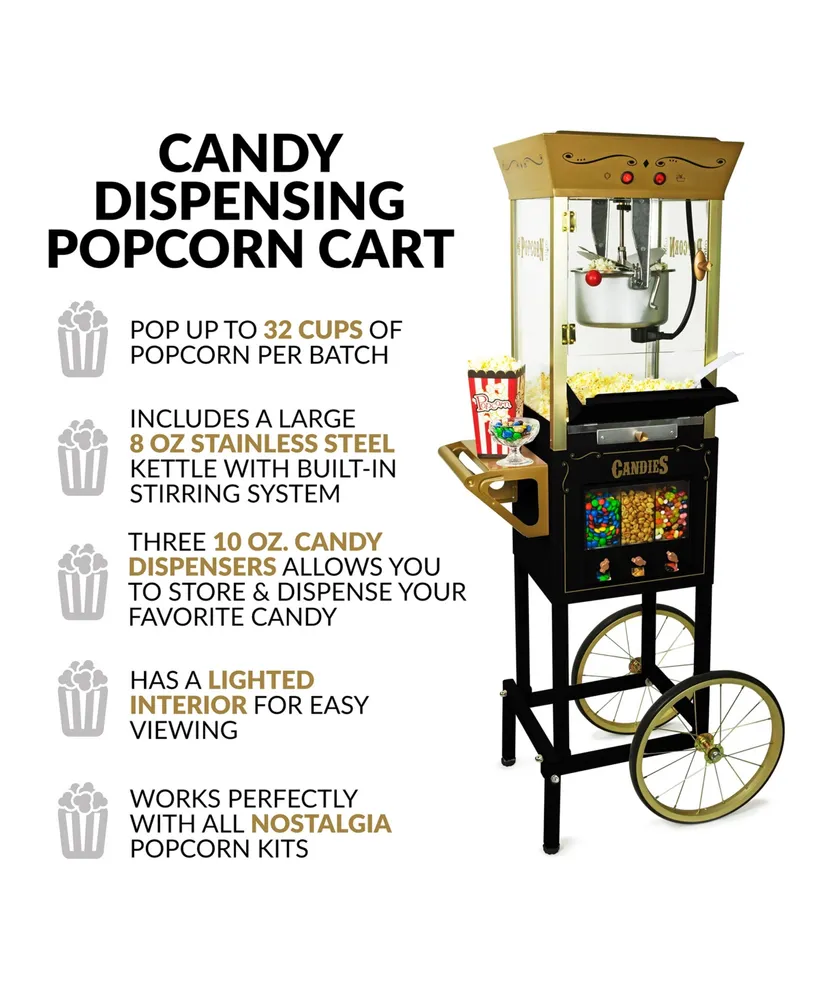Nostalgia 8 oz Candy Snack Dispensing Popcorn Cart