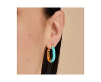 Women's Oval Enamel Hoop Earrings
