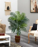 Nearly Natural 4.5' Golden Cane Palm Tree with Decorative Planter