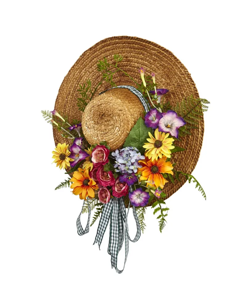 Nearly Natural Mixed Flower Hat Wreath