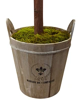 Nearly Natural 4.5' Olive Topiary Artificial Tree in European Barrel Planter