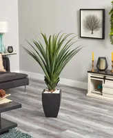 Nearly Natural 4.5' Spiked Agave Indoor/Outdoor Artificial Plant in Black Planter