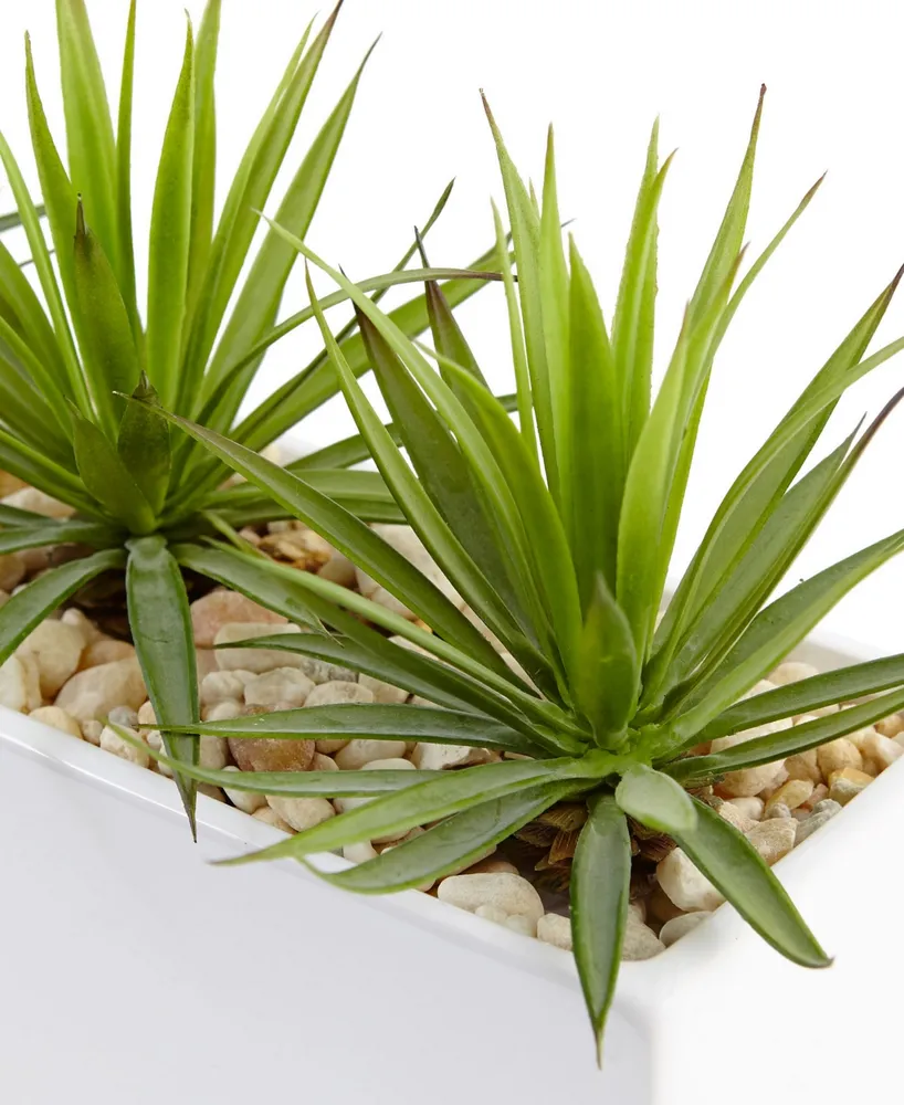 Nearly Natural Mini Agave Artificial Plants in Rectangular Ceramic Planter