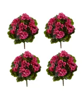 Nearly Natural 4-Pc. Geranium Uv-Resistant Indoor/Outdoor Artificial Bush Set