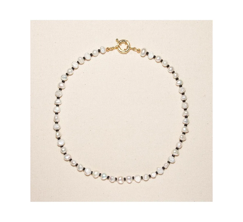 Joey Baby 18K Gold Plated Freshwater Pearl with Black Japanese Beads