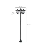 Outsunny 72" Outdoor Solar Light Post, Triple Head Lamp,