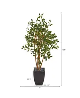 Nearly Natural 58in. Ficus Artificial Tree in Black Planter