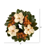 Magnolia Artificial Wreath, 24"