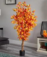 Nearly Natural Autumn Ficus Artificial Fall Tree