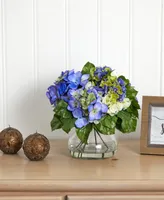 Nearly Natural Mixed Hydrangea w/Vase