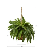 Nearly Natural Boston Fern Artificial Plant Hanging Basket