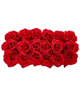 Nearly Natural Dozen Silk Roses in Ceramic Rectangular Planter