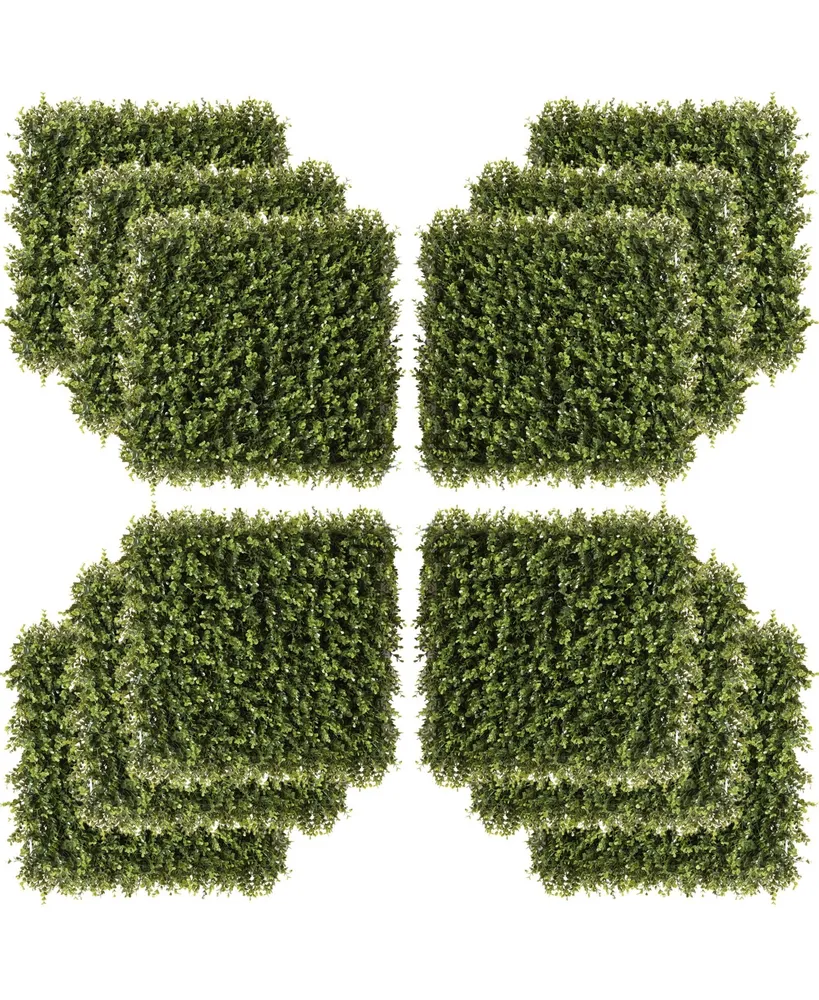 Outsunny 12PCS Artificial Boxwood Panels 20" x 20" Privacy Fence Screen Faux Hedge Greenery Wall Backdrop for Home Garden Backyard Balcony