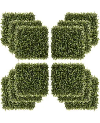 Outsunny 12PCS Artificial Boxwood Panels 20" x 20" Privacy Fence Screen Faux Hedge Greenery Wall Backdrop for Home Garden Backyard Balcony