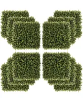Outsunny 12PCS Artificial Boxwood Panels 20" x 20" Privacy Fence Screen Faux Hedge Greenery Wall Backdrop for Home Garden Backyard Balcony