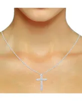 Diamond Cross 18" Pendant Necklace (1/2 ct. t.w.) in Sterling Silver