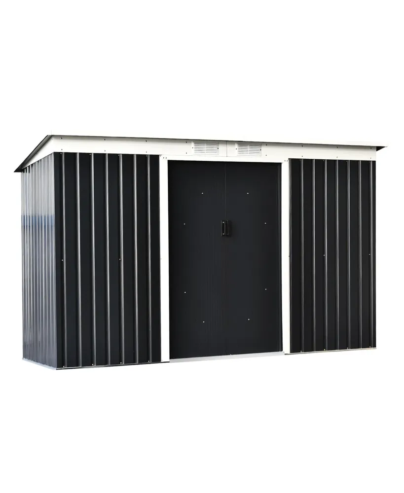 Outsunny 9' x 4' Metal Garden Storage Shed Tool House with Sliding Door Spacious Layout & Durable Construction for Backyard, Patio