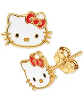 Hello Kitty Enamel Stud Earrings in 10k Gold