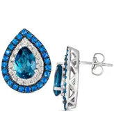 Le Vian Multi-Gemstone (3-5/8 ct. t.w.) & Nude Diamond (1/2 ct. t.w.) Pear Halo Stud Earrings in 14k White Gold