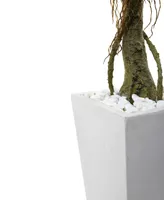 Nearly Natural 52" Ficus Uv-Resistant Indoor/Outdoor Artificial Tree in White Planter