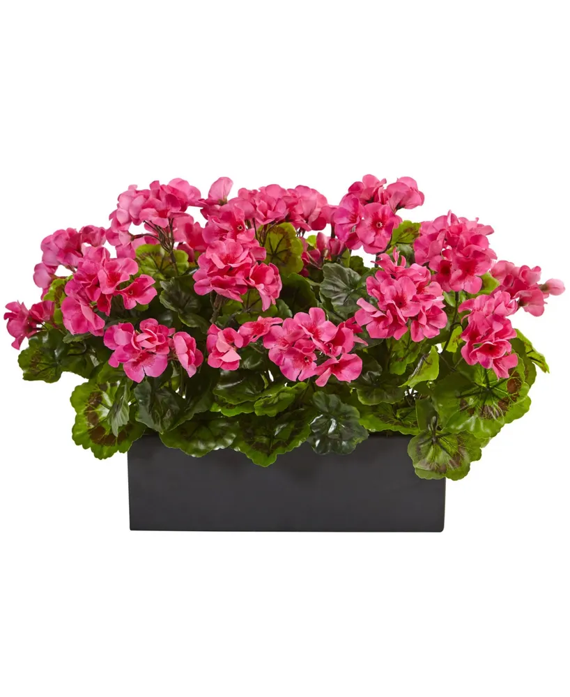 Nearly Natural Geranium Silk Plant in Rectangular Planter, Uv Resistant