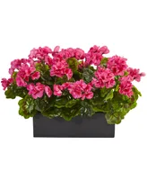 Nearly Natural Geranium Silk Plant in Rectangular Planter, Uv Resistant