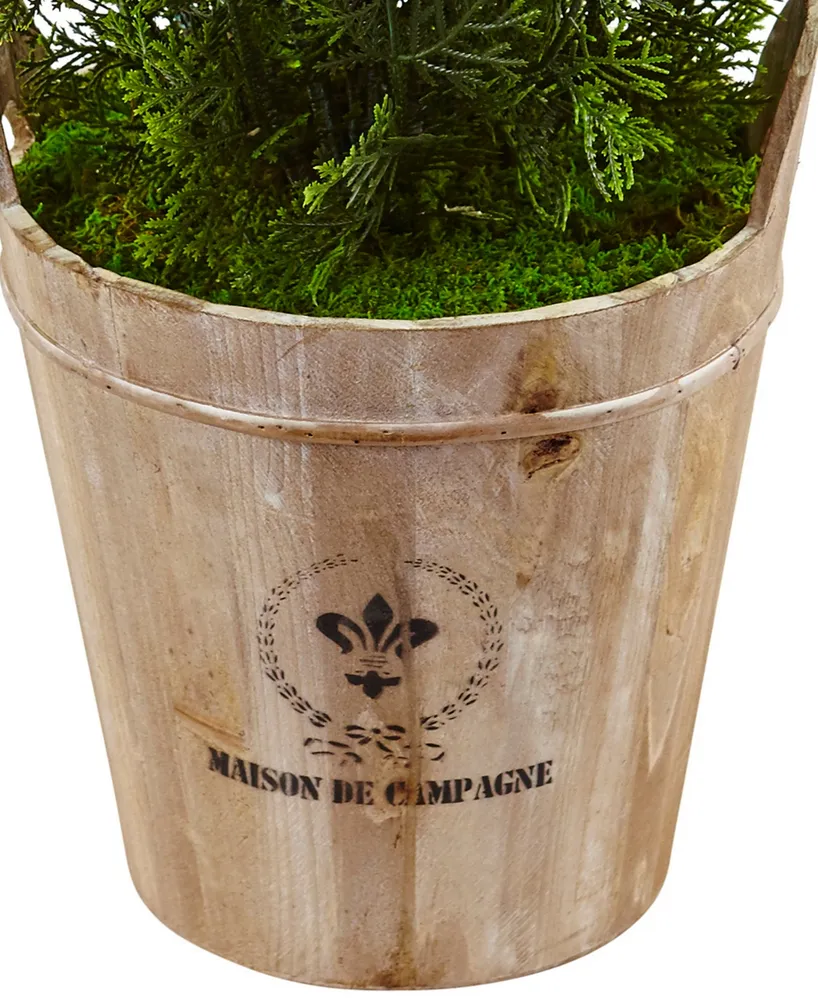 Nearly Natural 3' Cedar Artificial Plant in Barrel Planter