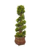 Nearly Natural 4' English Ivy Spiral Artificial Tree in Metal Planter, Uv Resistant